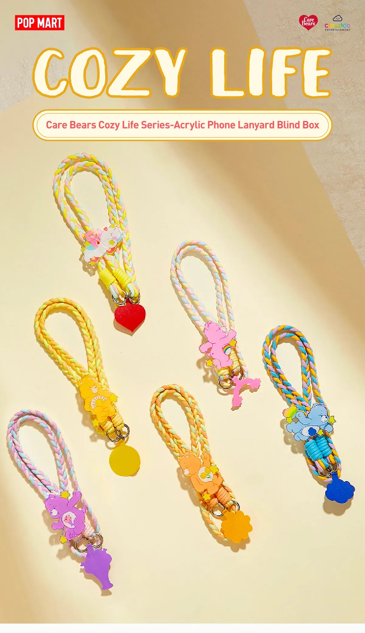 Care Bears Cozy Life Series-Acrylic Phone Lanyard Blind Box - POP 