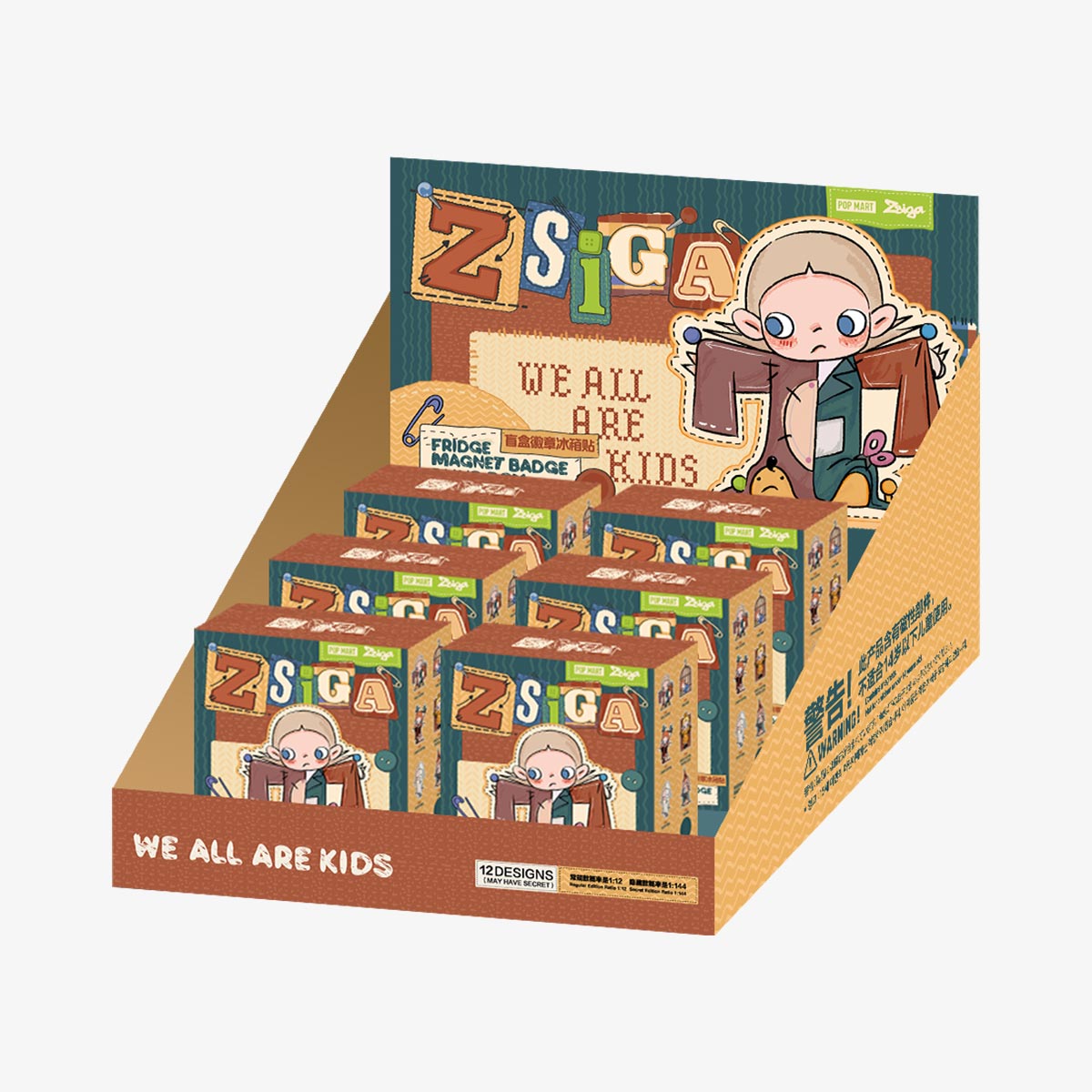 POP MART ポップマート Zsiga マグネットバッジ　12個　1BOX Zsiga We All Are Kids Series-Fridge Magnet Badge Blind Box - POP