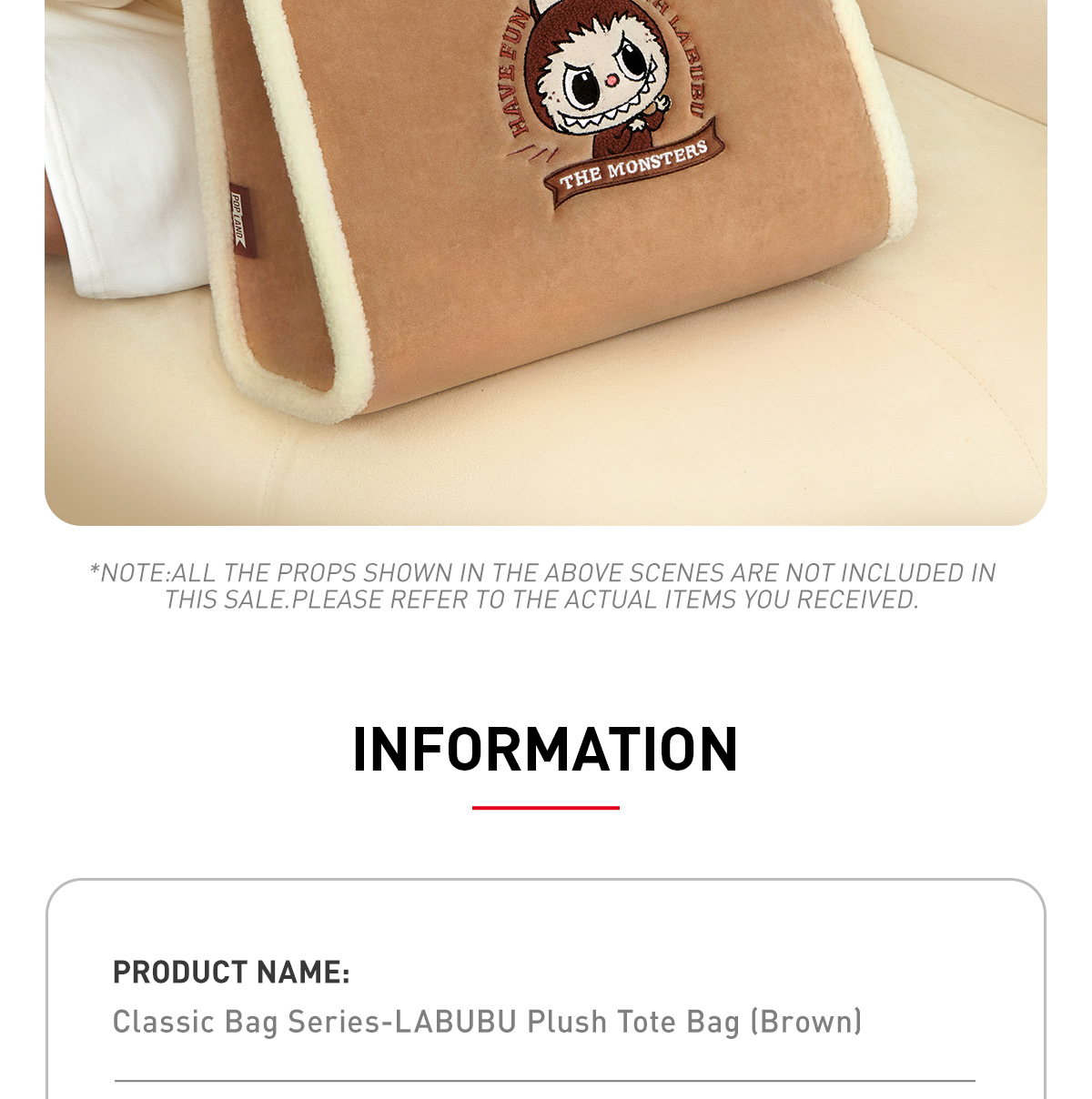 Classic Bag Series- LABUBU Plush Tote Bag (Brown) - POP MART