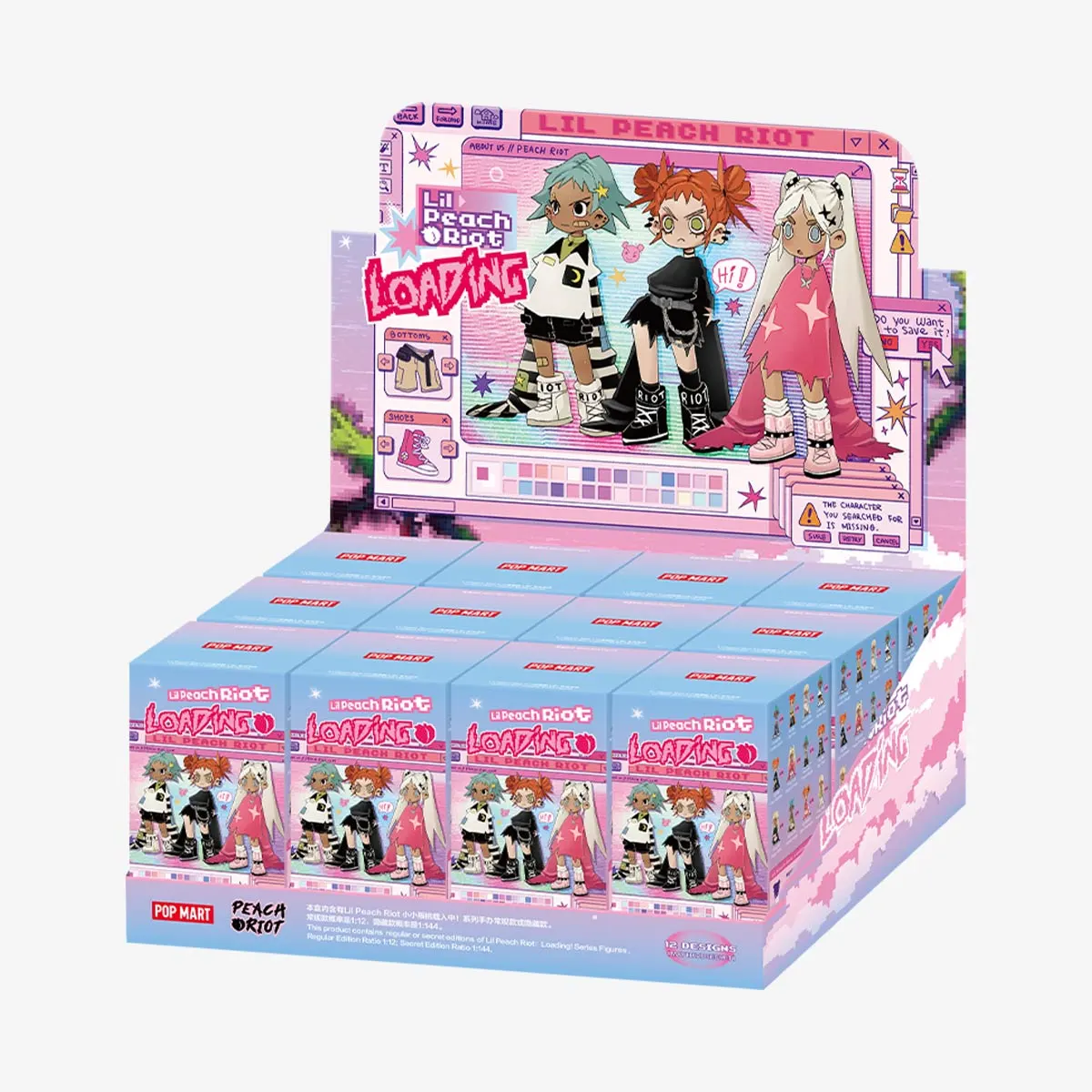 POP MART Lil Peach Riot Loading! Series – Figurine D'Action Anime 1 Pièce – Collection Aléatoire 1/12