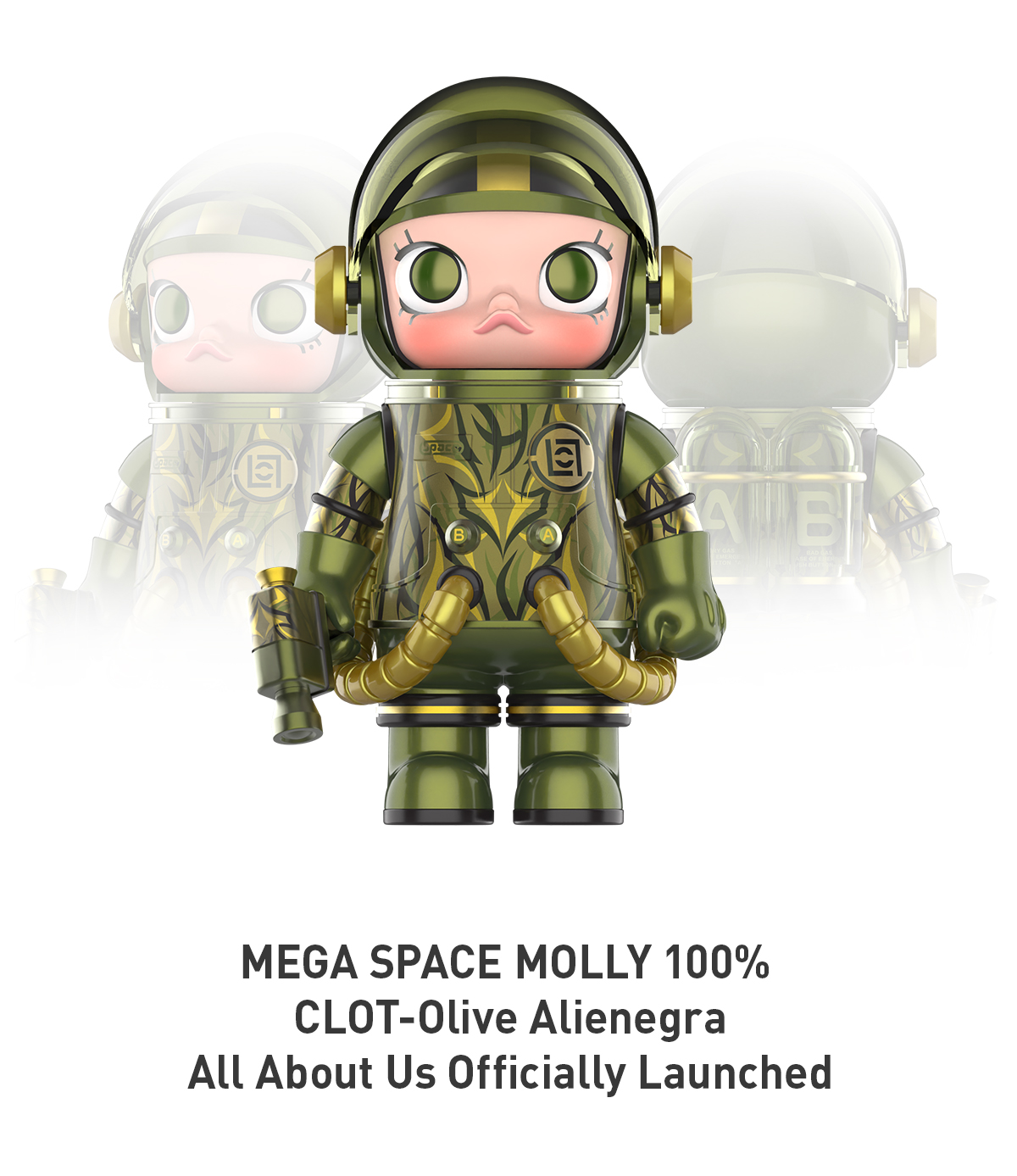 MEGA SPACE MOLLY 100% CLOT-Olive Alienegra - POP MART (Hong