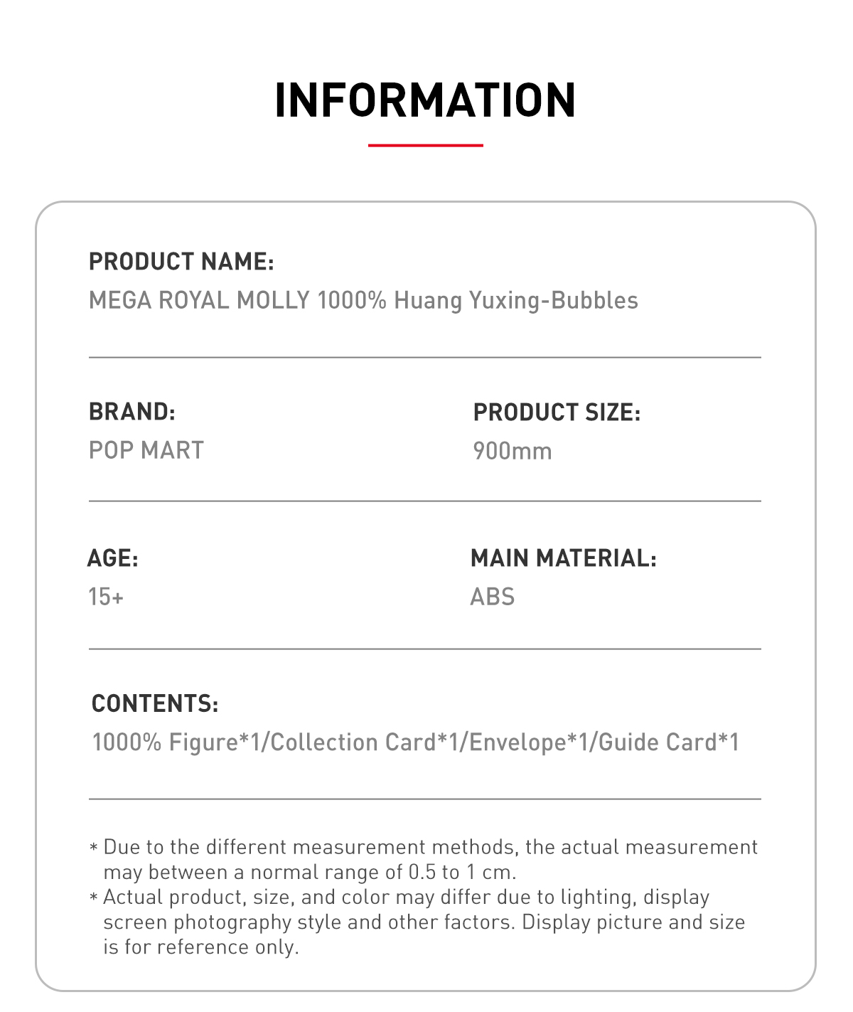 MEGA ROYAL MOLLY 1000% Huang Yuxing-Bubbles - POP MART (Hong