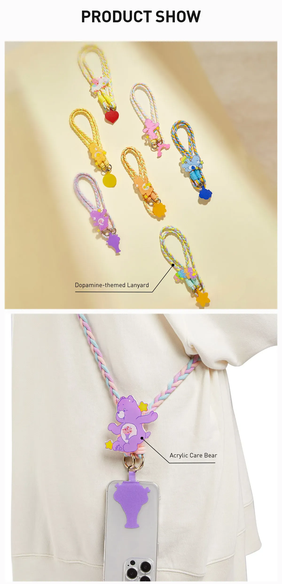 Care Bears Cozy Life Series-Acrylic Phone Lanyard Blind Box - POP