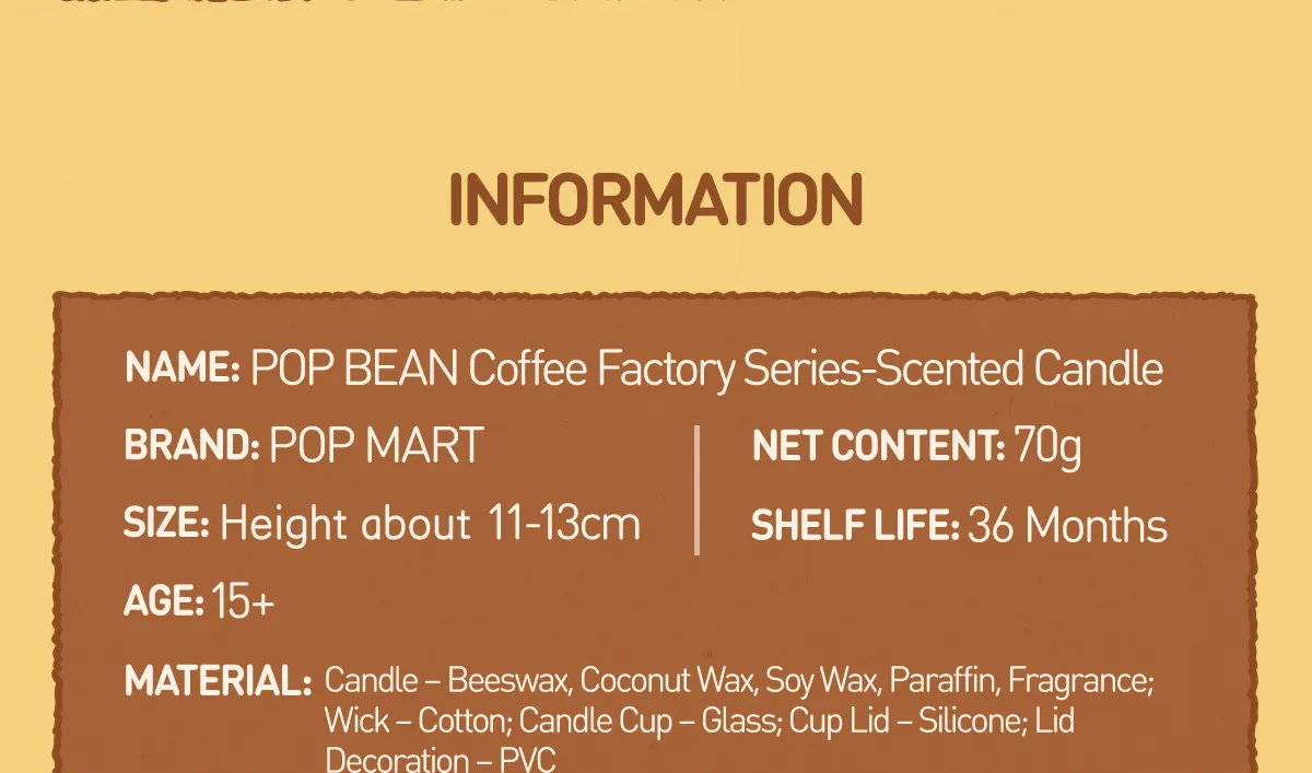 POP BEAN Coffee Factory Series-Scented Candle - POP MART (Hong 