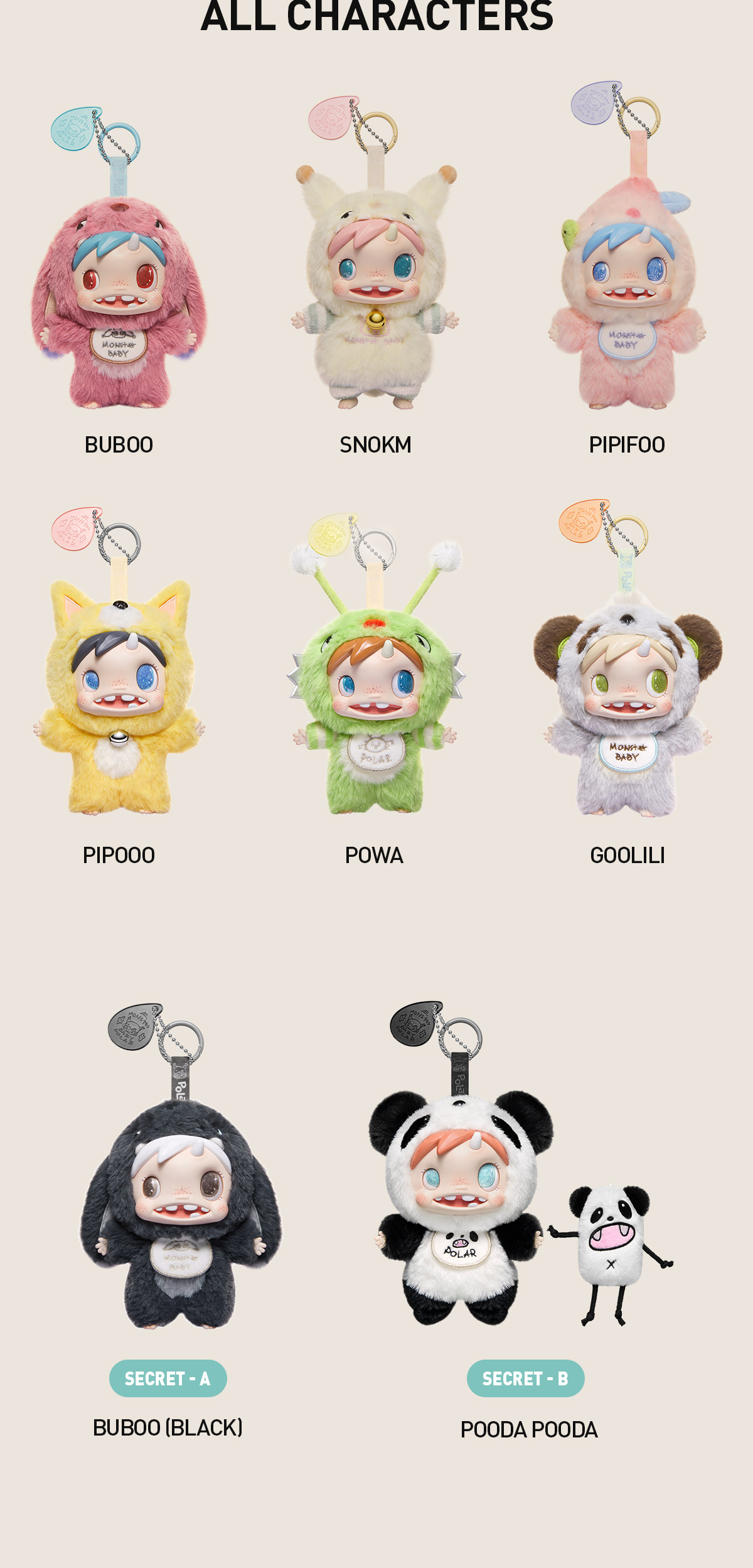 POLAR-Monster Baby Collection Series Plush Pendant Ver.1 - POP