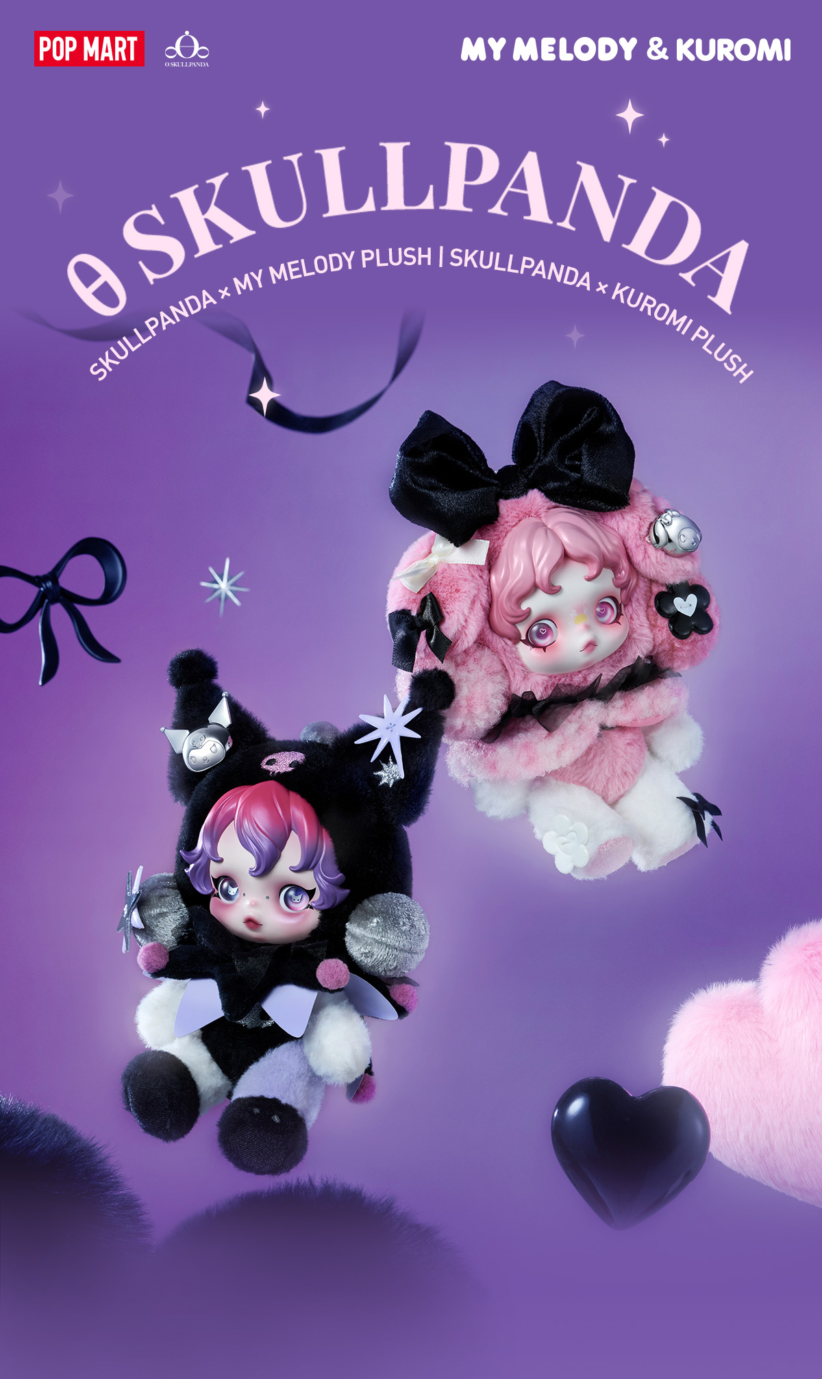 Pop Mart Vinyl Plush Doll Pendant - Skullpanda X Sanrio Series