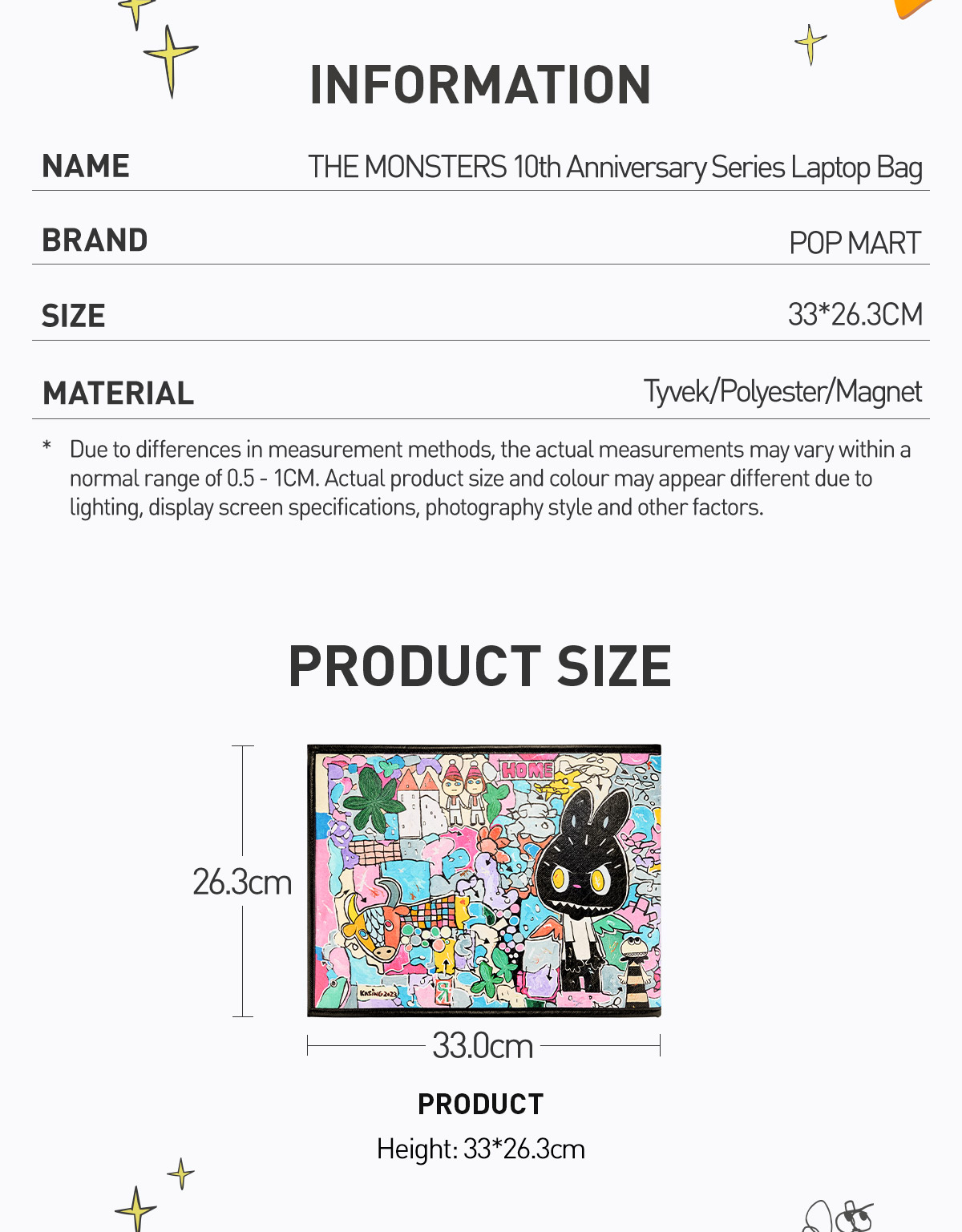 THE MONSTERS 10th Anniversary Series Laptop Bag - POP MART (Hong